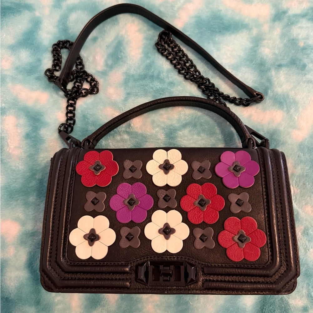 Rebecca Minkoff Floral Embellished Black Handbag